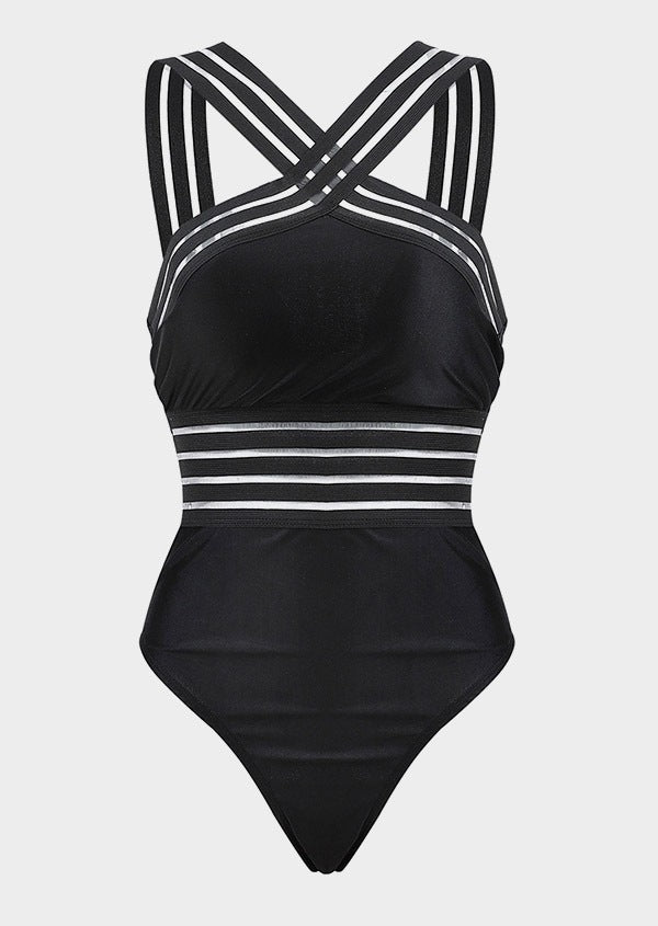 Leopard Print High-Waist One-Piece Swimsuit