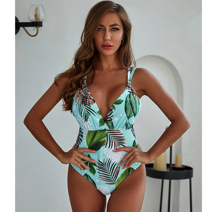 Women's one-piece waist tight swimsuit