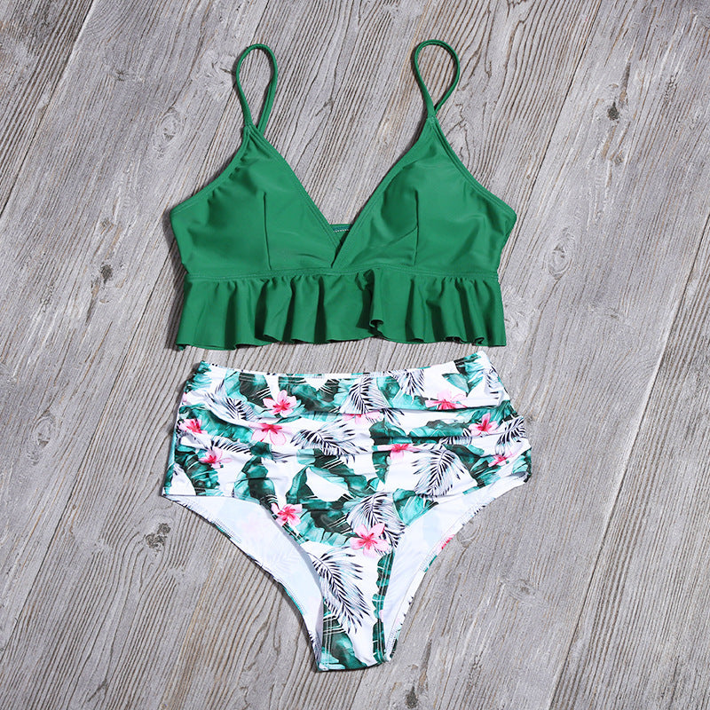 Printed Swimsuit For Women Ruffle Swimwear