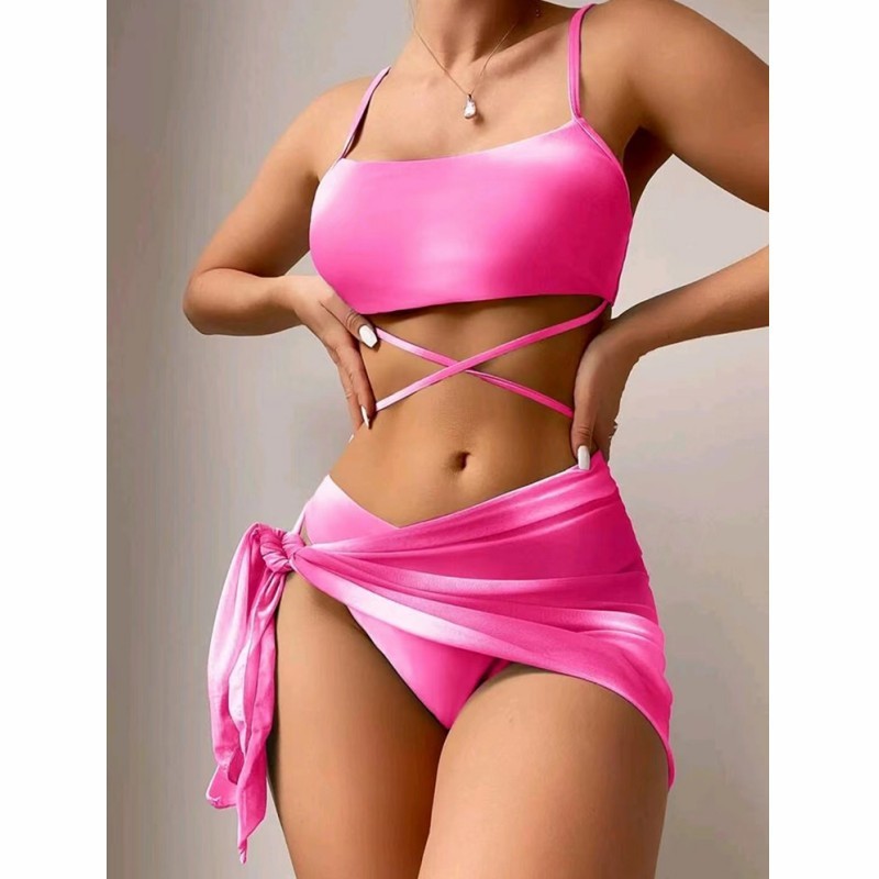Tie-Dye 3-Piece Bikini Set with Skirt