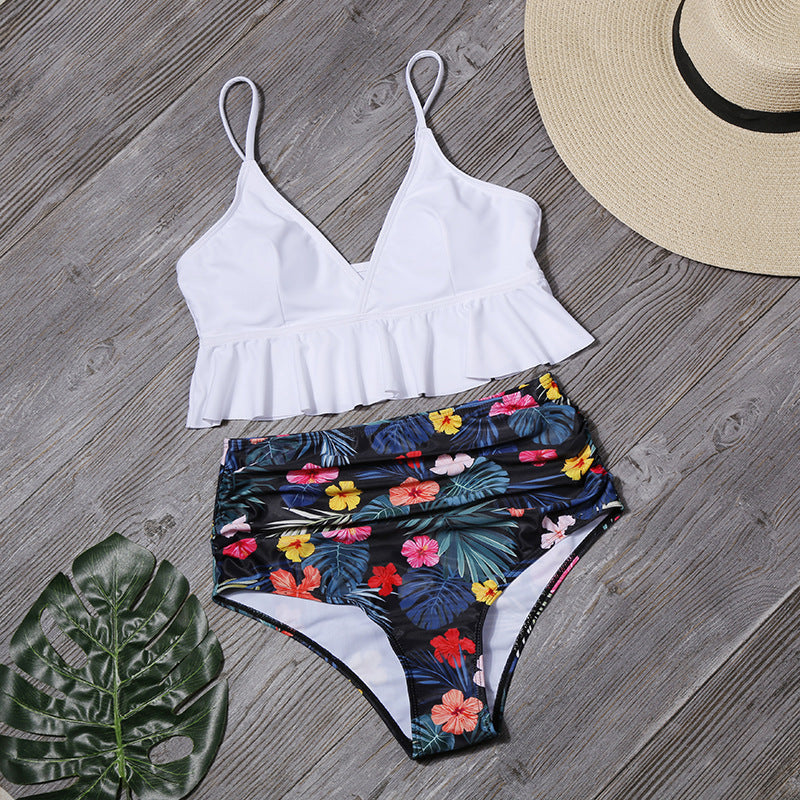 Printed Swimsuit For Women Ruffle Swimwear