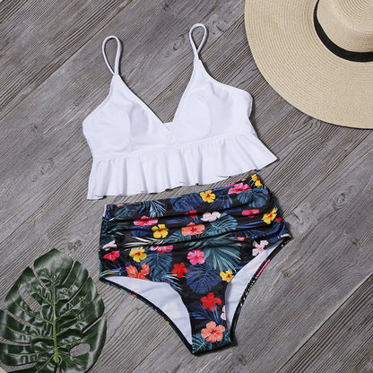 Printed Swimsuit For Women Ruffle Swimwear