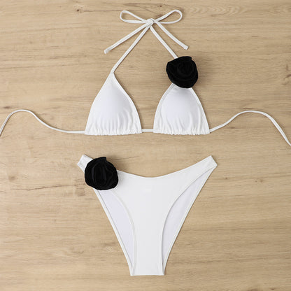 Triangle Bag Lace-up Split Swimsuit