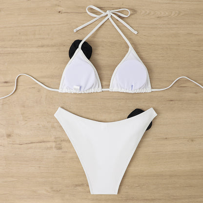 Triangle Bag Lace-up Split Swimsuit