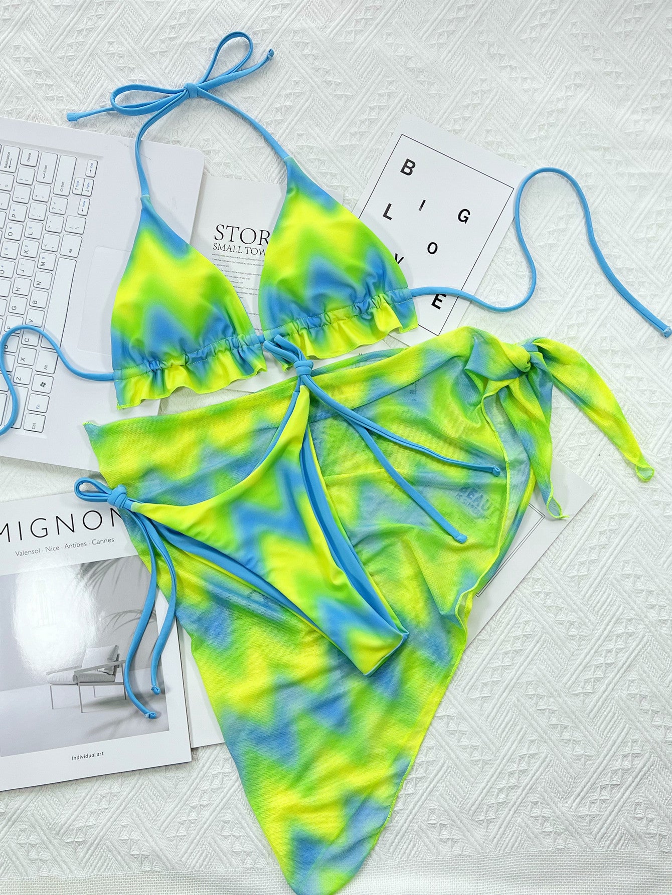 Tie-Dye Bikini with Outer Swimsuit